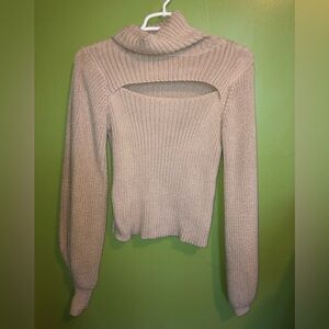 Women's Cream Sweater with Cutout Detail